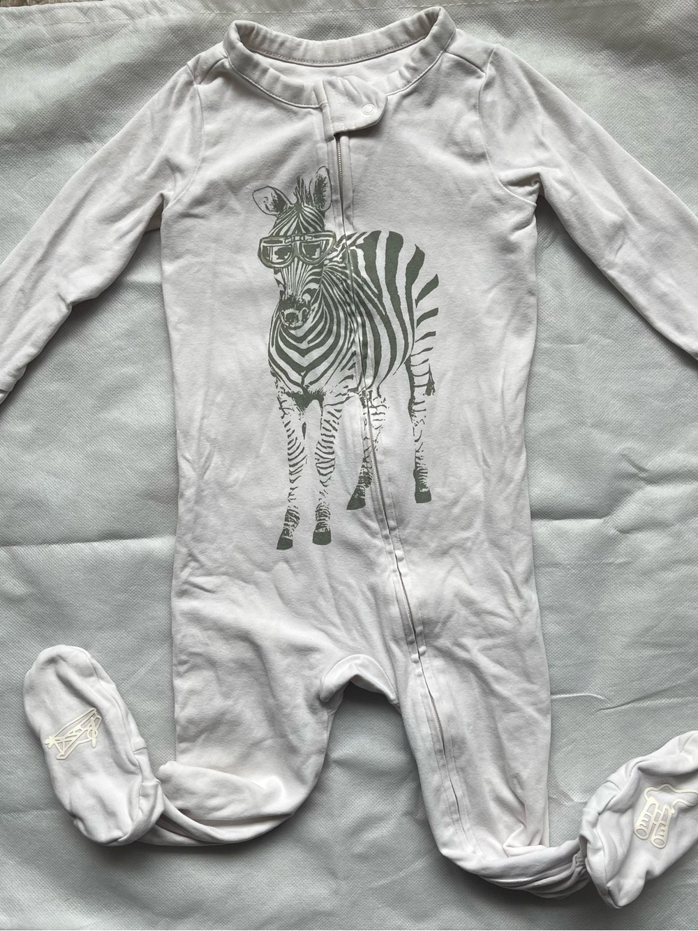 Banana Republic Cream and Green Zebra Print Kids One-Piece